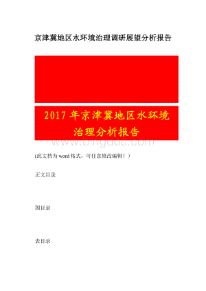 京津冀地区水环境治理调研展望分析报告Word格式.docx