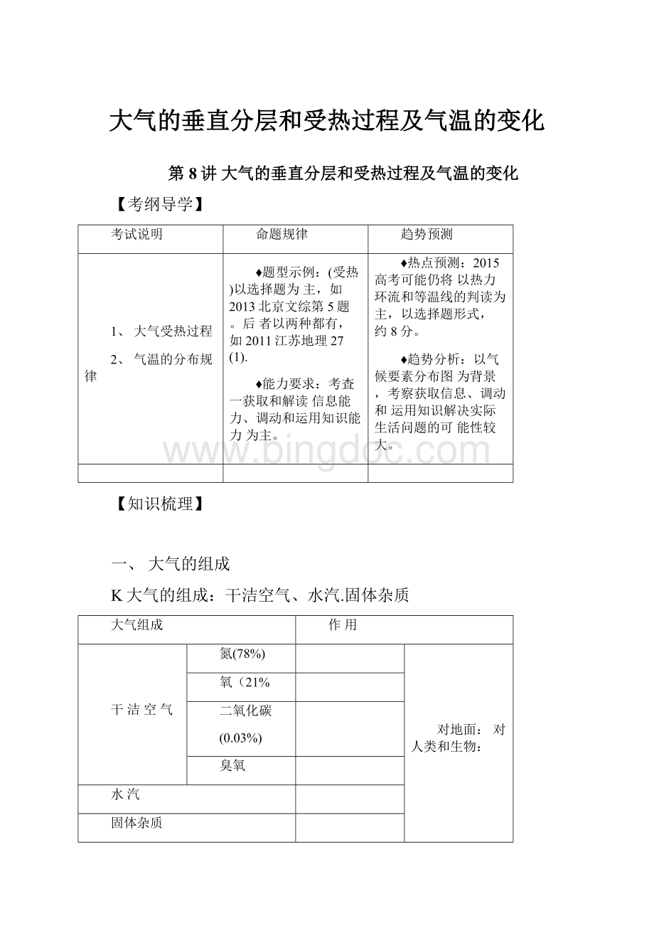 大气的垂直分层和受热过程及气温的变化.docx