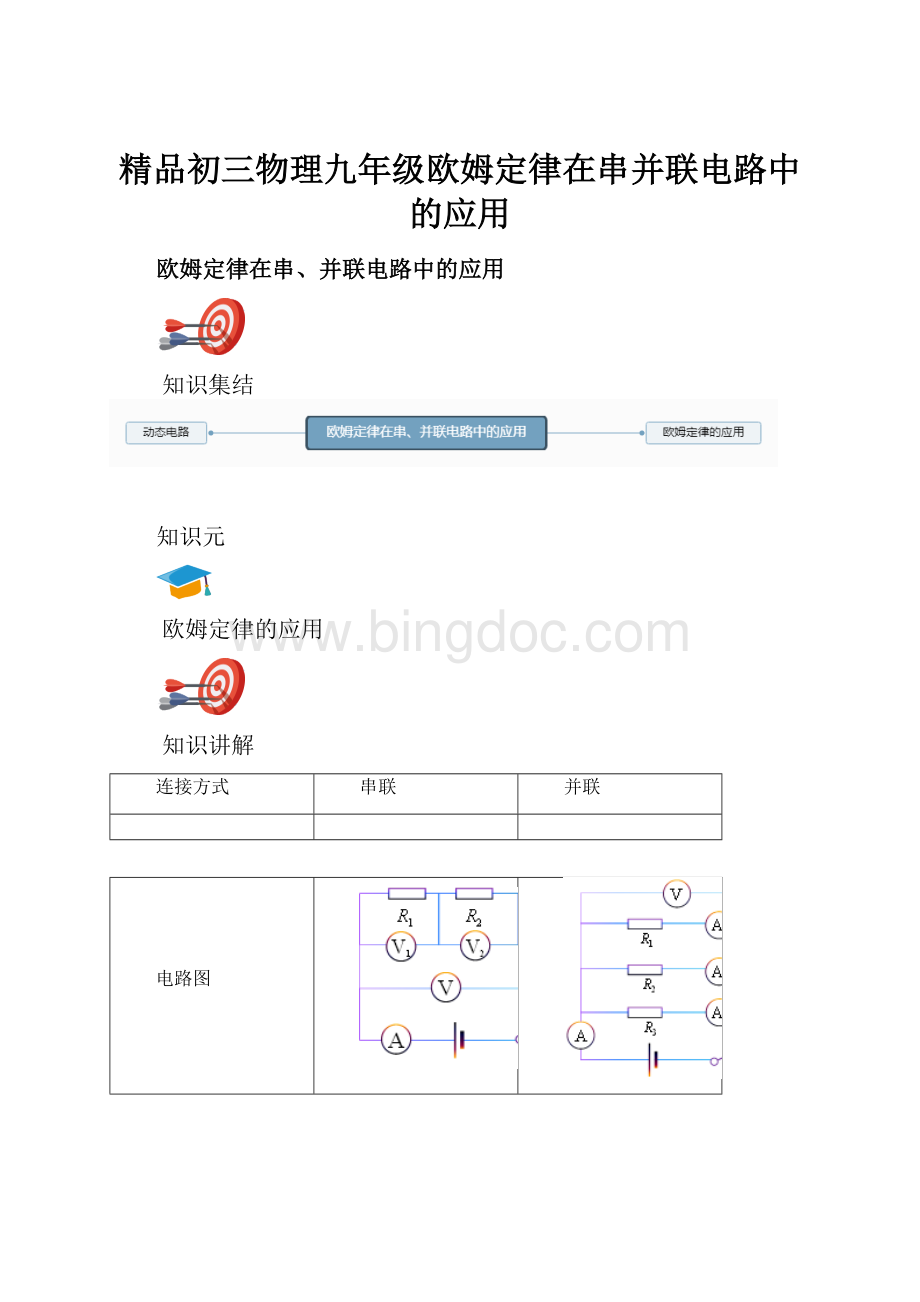 精品初三物理九年级欧姆定律在串并联电路中的应用.docx_第1页