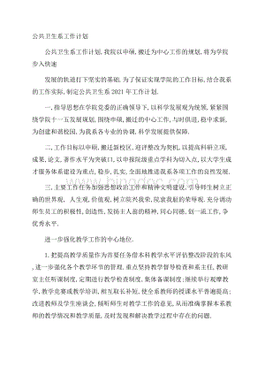 公共卫生系工作计划.docx