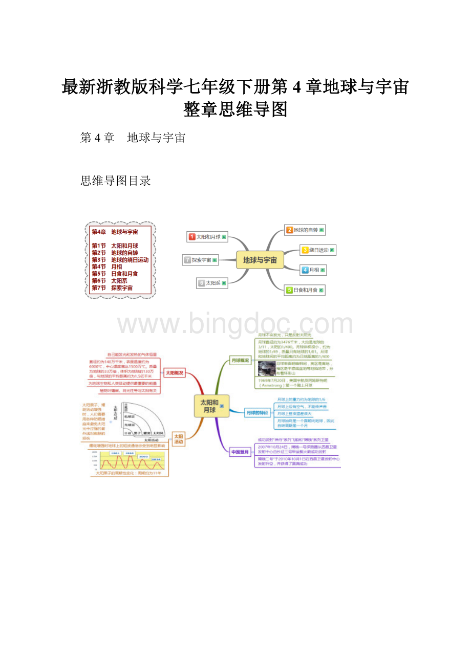 最新浙教版科学七年级下册第4章地球与宇宙整章思维导图Word格式文档下载.docx_第1页