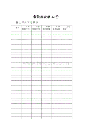 餐饮部表单32份.docx