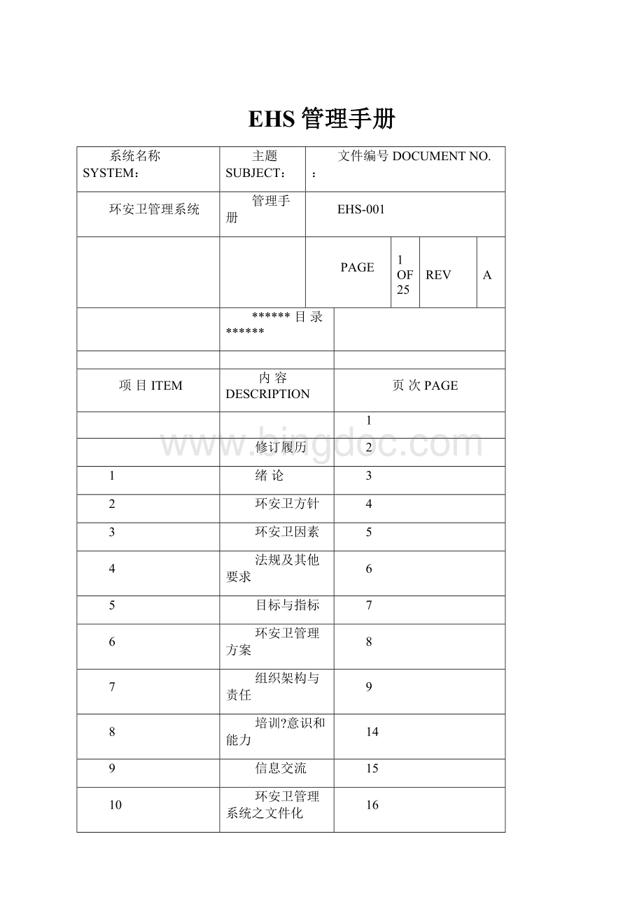 EHS管理手册.docx