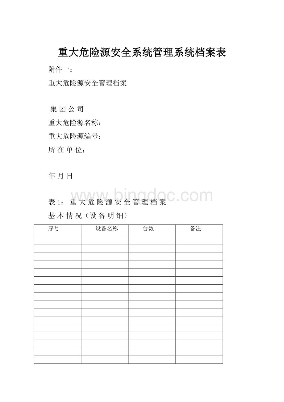 重大危险源安全系统管理系统档案表.docx_第1页