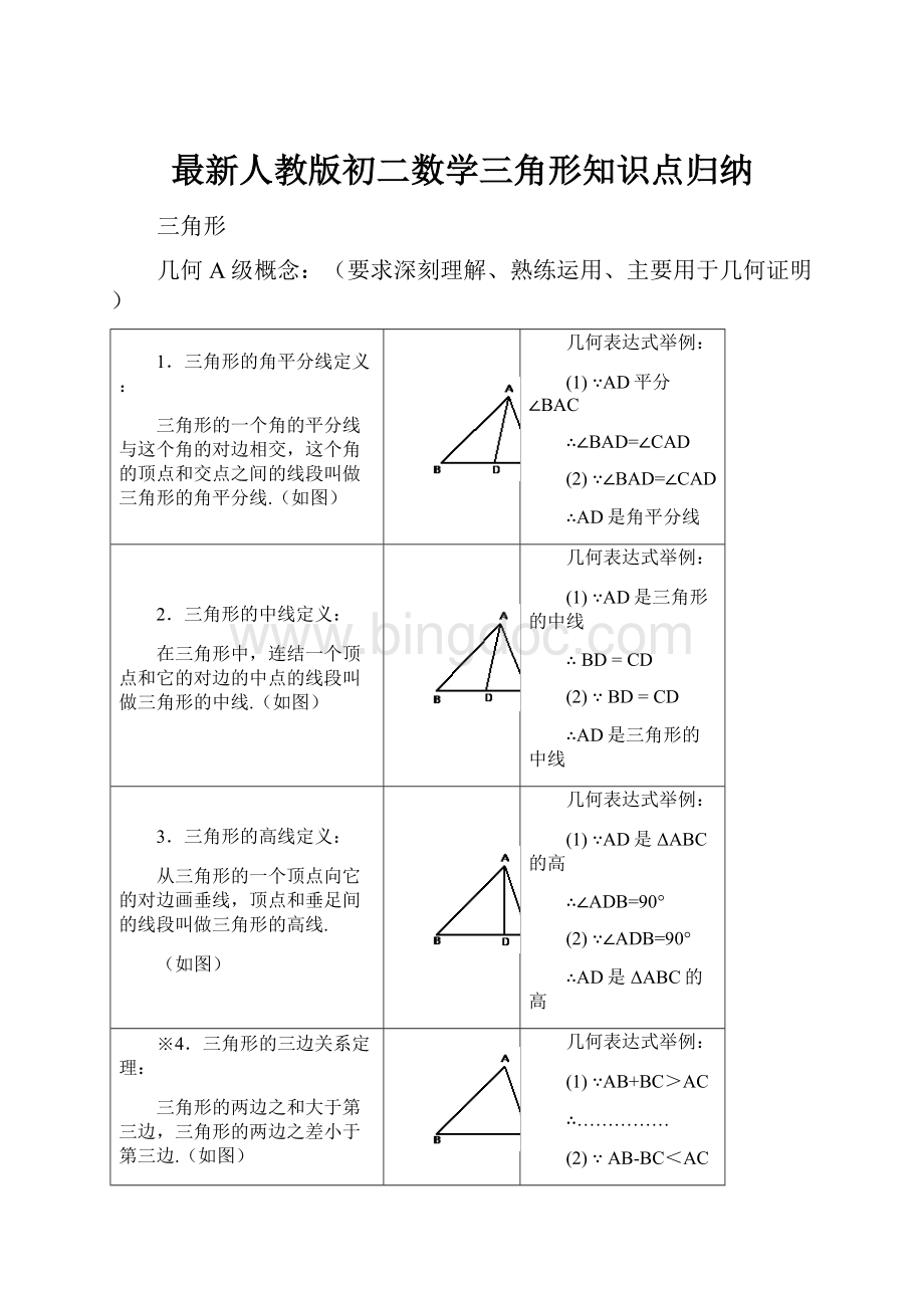 最新人教版初二数学三角形知识点归纳文档格式.docx_第1页