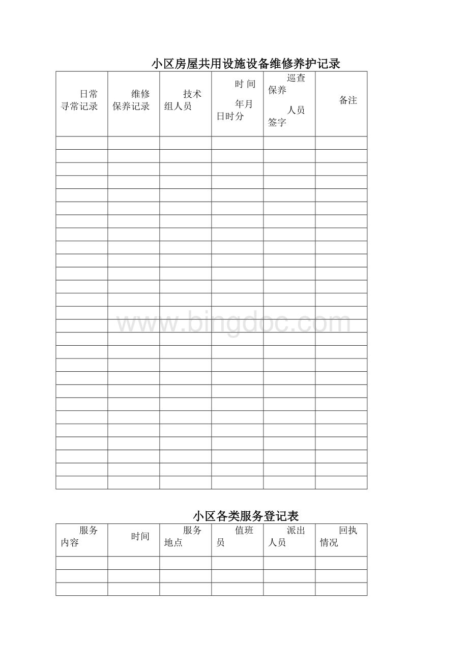 物业小区各项登记记录表.docx_第2页