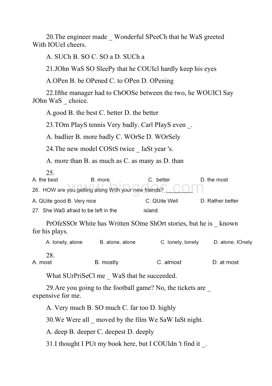 形容词和副词练习题高中英语.docx_第3页