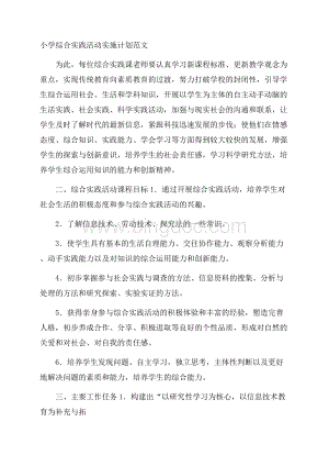 小学综合实践活动实施计划范文.docx