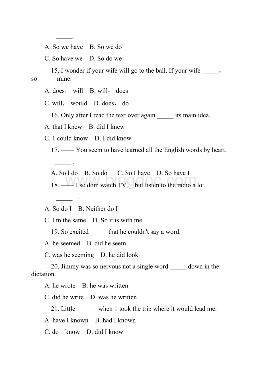 英语倒装句练习题及答案.docx_第3页