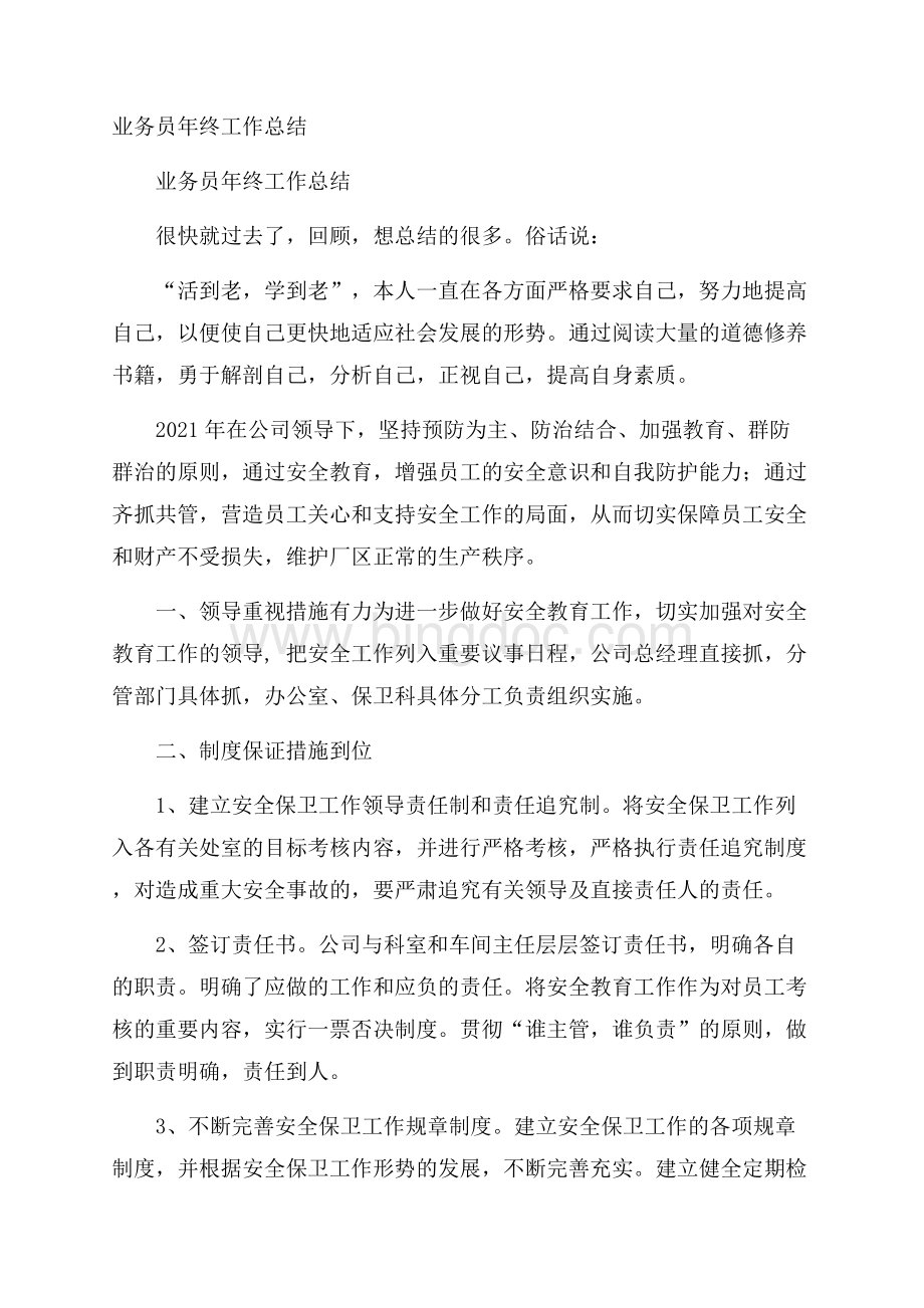 业务员年终工作总结Word文档格式.docx_第1页