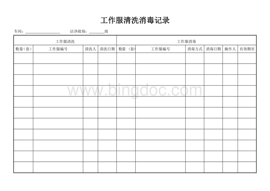 工作服清洗消毒记录.doc_第1页