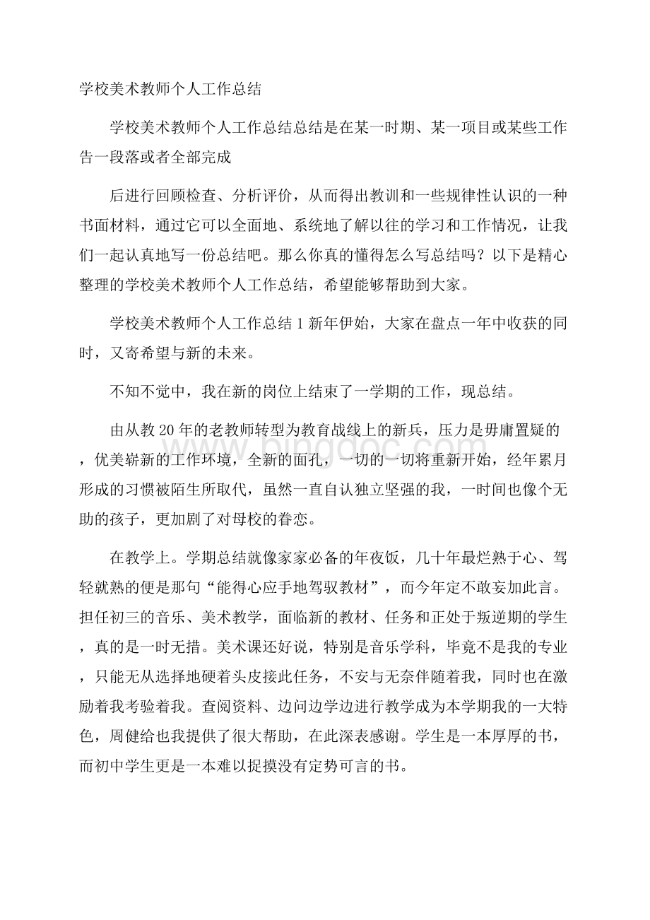 学校美术教师个人工作总结.docx