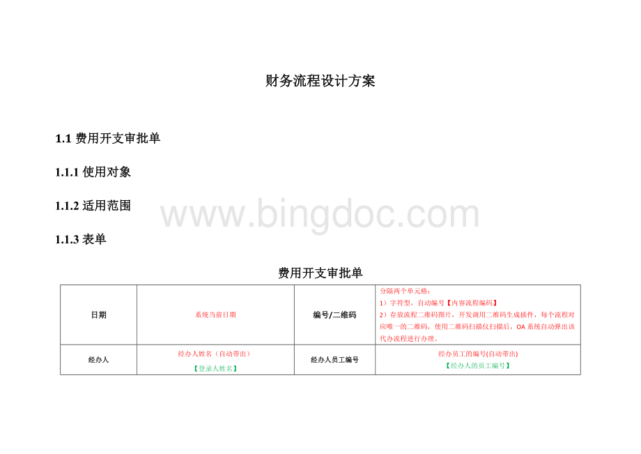 财务共享中心费用开支流程设计方案.docx