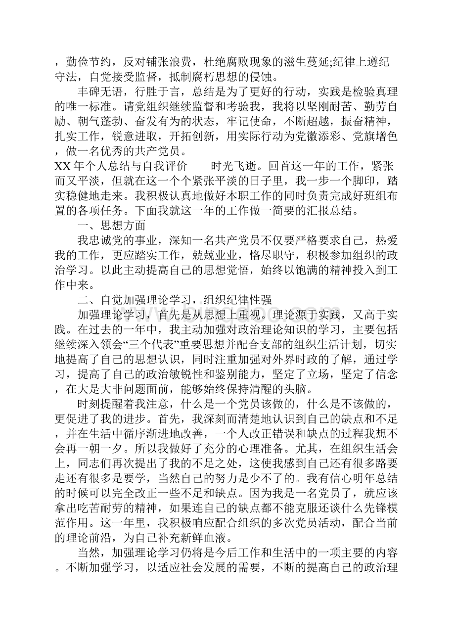 XX年个人总结与自我评价.docx_第2页