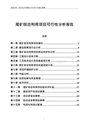 尾矿综合利用项目可行性分析报告.docx