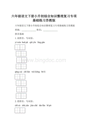 六年级语文下册小升初综合知识整理复习专项基础练习苏教版.docx