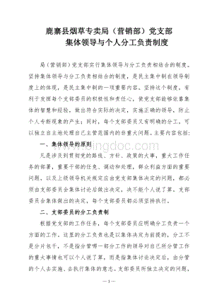 党支部委员会集体领导与个人分工负责制度.doc