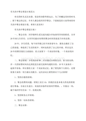 有关高中聚会策划方案范文文档格式.docx