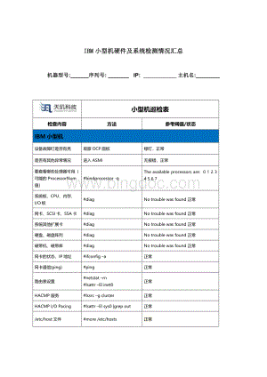 IBM小型机硬件及系统检测情况汇总.docx