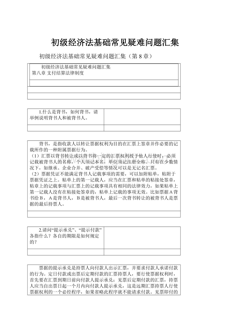 初级经济法基础常见疑难问题汇集文档格式.docx_第1页