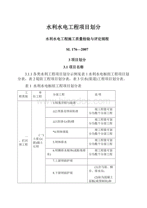 水利水电工程项目划分Word文档格式.docx