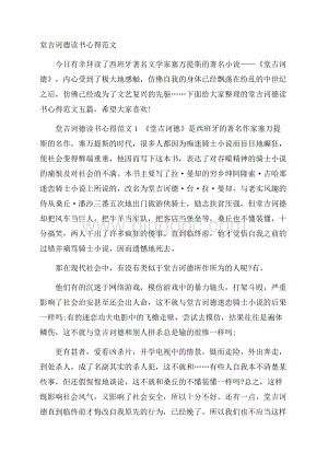 堂吉诃德读书心得范文.docx