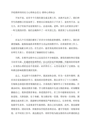 学校教师顶岗实习心得体会范文教师心得体会.docx