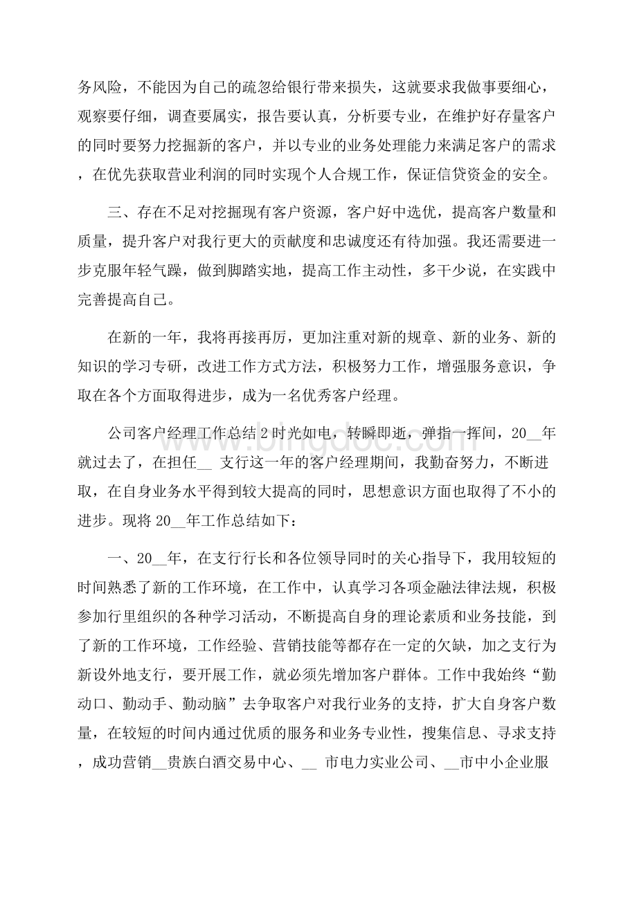 公司客户经理工作总结范文五篇Word格式.docx_第2页