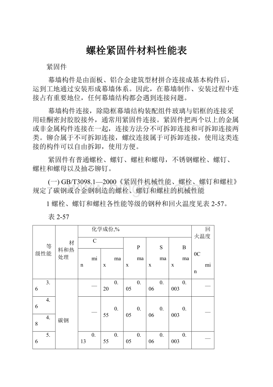 螺栓紧固件材料性能表Word文档下载推荐.docx