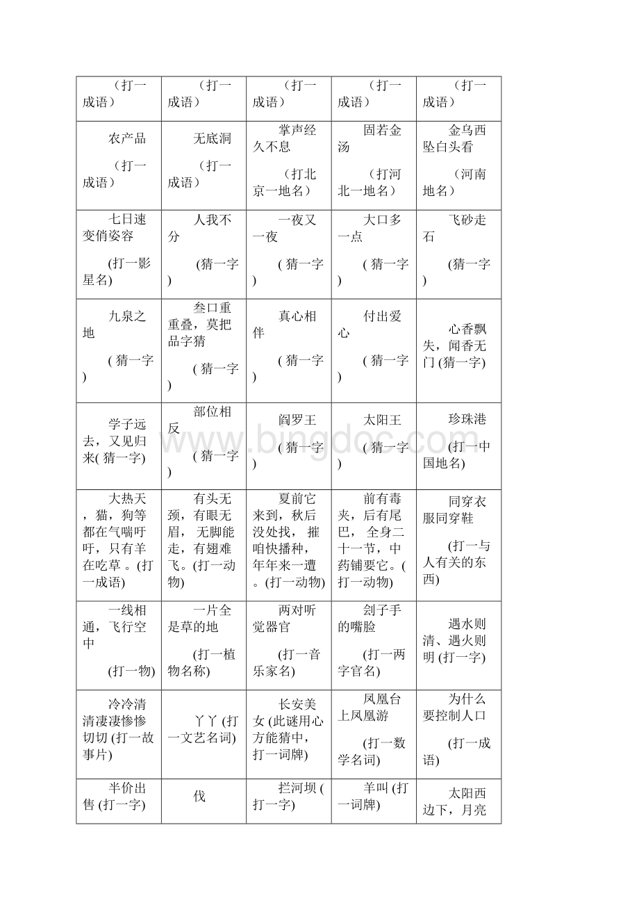 元宵节灯谜谜面已用WORD制作好可直接打印.docx_第2页