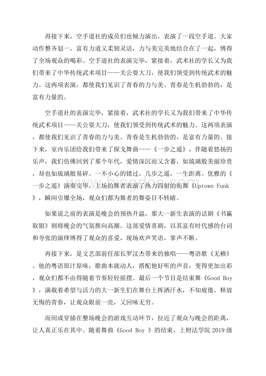 大学迎新晚会工作总结报告5篇文档格式.docx_第2页