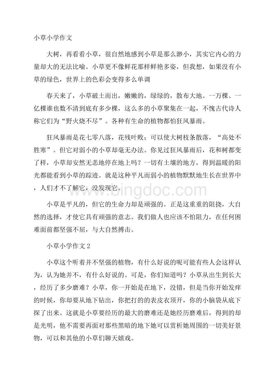 小草小学作文Word格式文档下载.docx