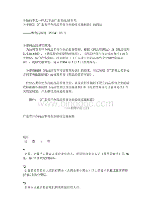 广东省开办药品零售企业验收实施标准Word下载.doc