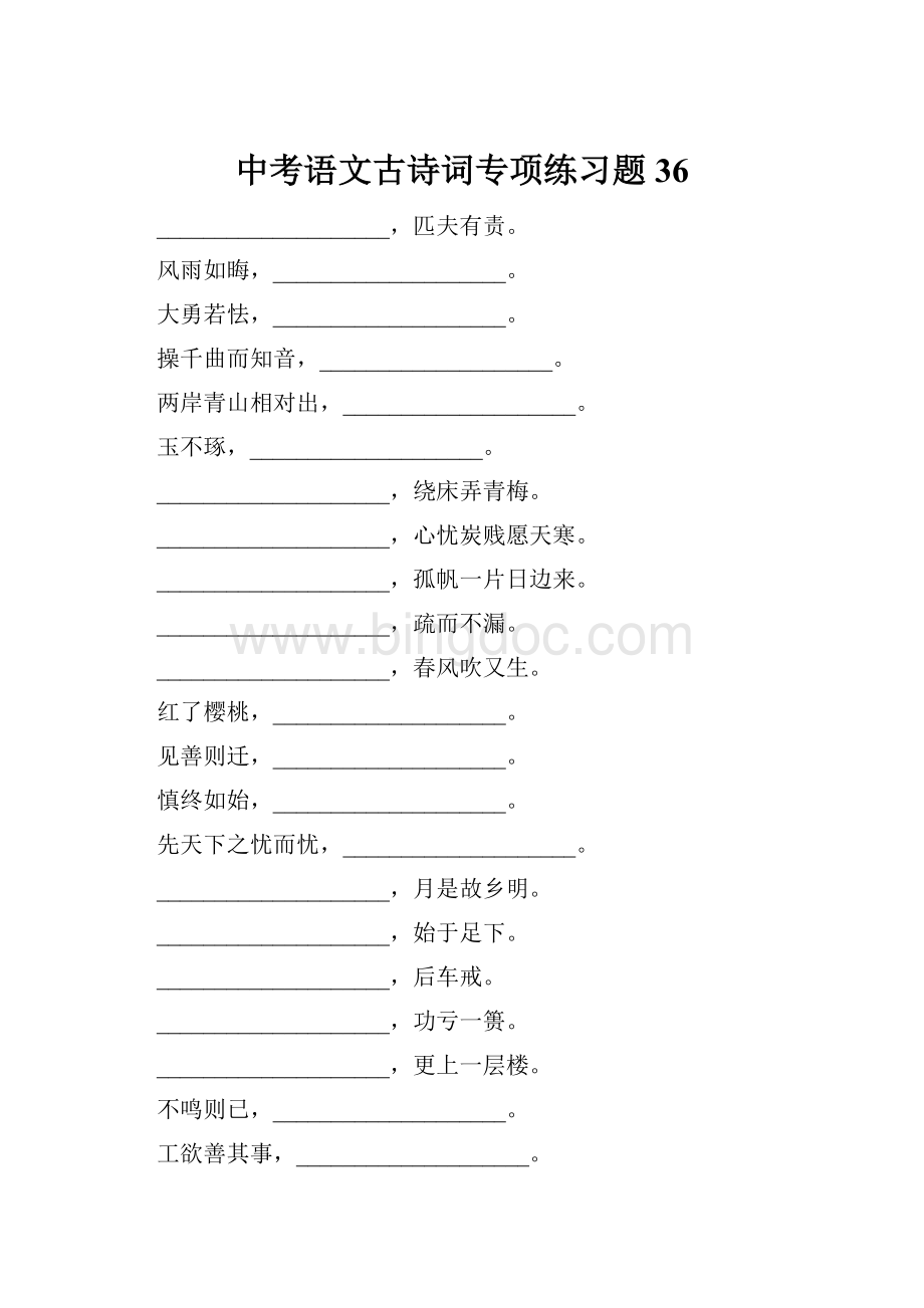 中考语文古诗词专项练习题36文档格式.docx