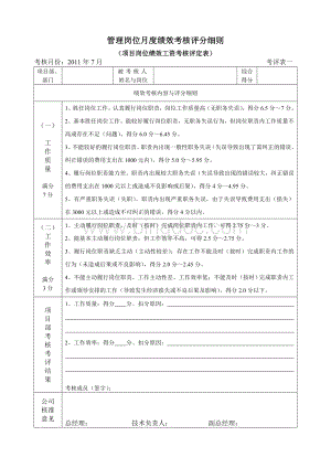 管理岗位月度绩效考核评分细则(二项附件).doc