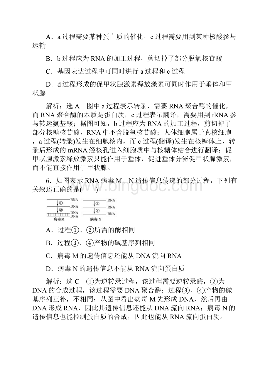 届 一轮复习 人教版 基因的表达 作业1.docx_第3页