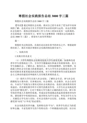 寒假社会实践报告总结3000字三篇.docx