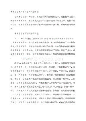 暑期小学教师培训心得体会5篇.docx