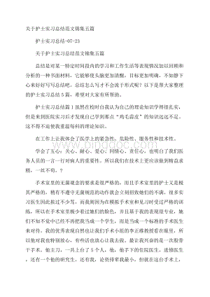 关于护士实习总结范文锦集五篇.docx