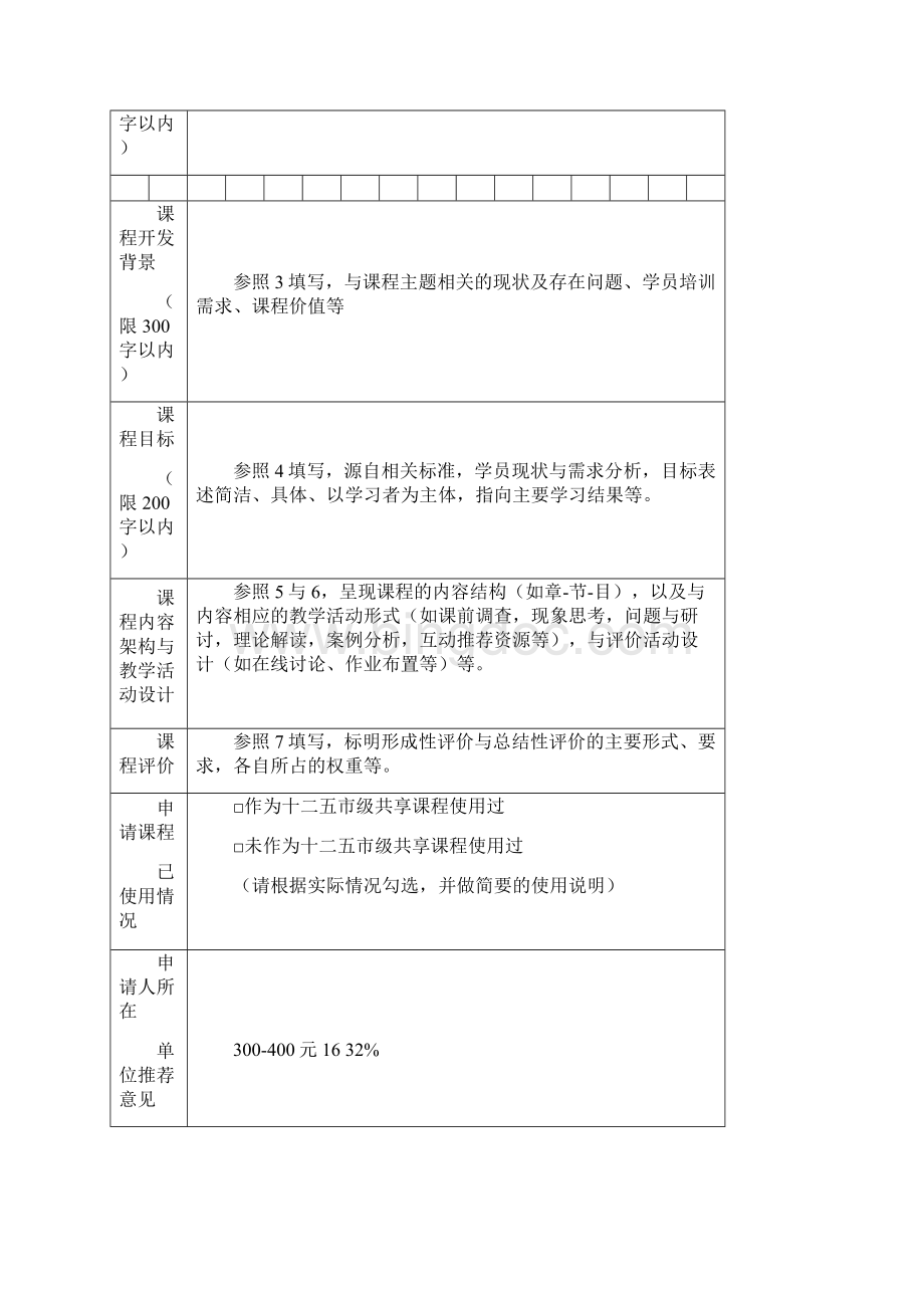 上海教师培训级共享课程申请表讲课稿Word文档格式.docx_第3页
