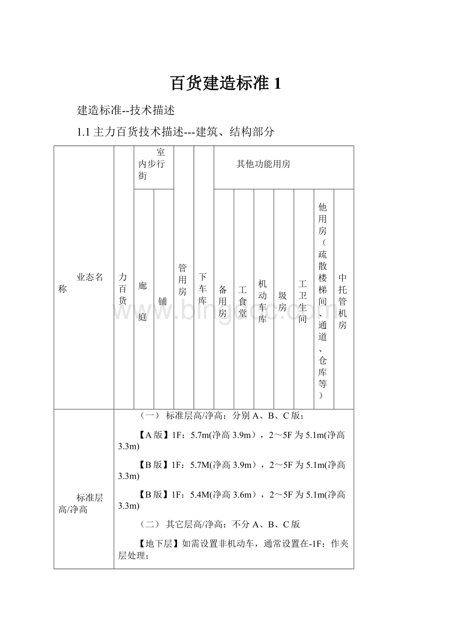 百货建造标准1.docx_第1页