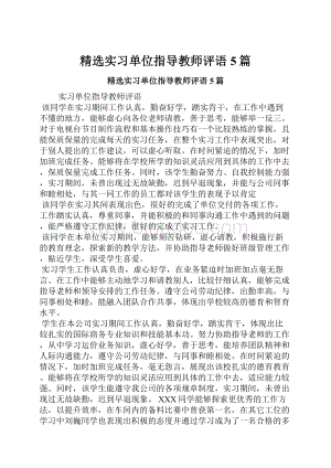 精选实习单位指导教师评语5篇.docx