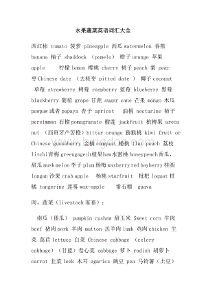 水果蔬菜英语词汇大全文档格式.doc