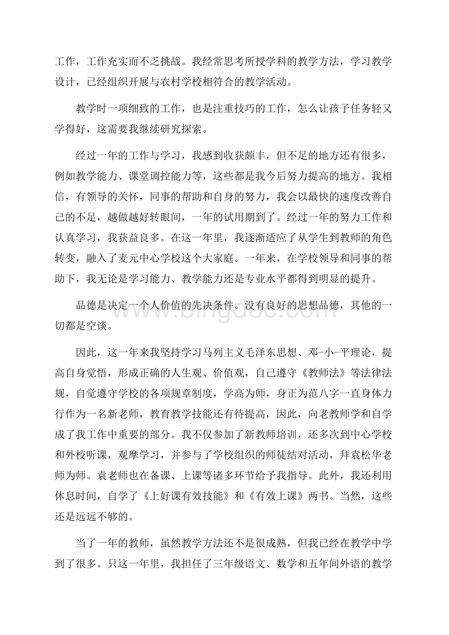 教师试用期工作总结Word格式.docx_第2页