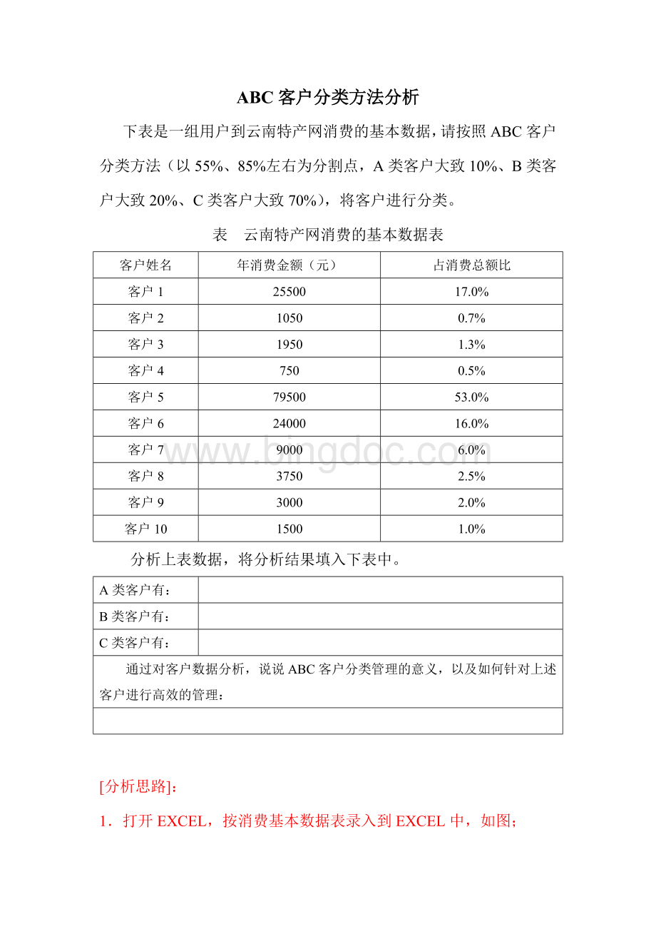 技能抽查：ABC客户分类方法分析Word文档格式.doc