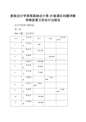 新版会计学原理基础会计第15版课后问题详解李海波著立信会计出版社.docx