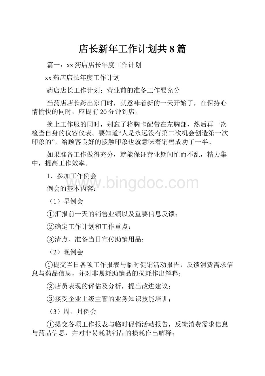 店长新年工作计划共8篇.docx