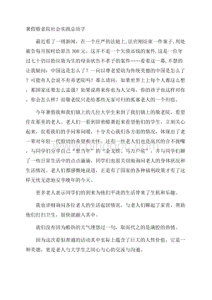 暑假敬老院社会实践总结字Word格式文档下载.docx