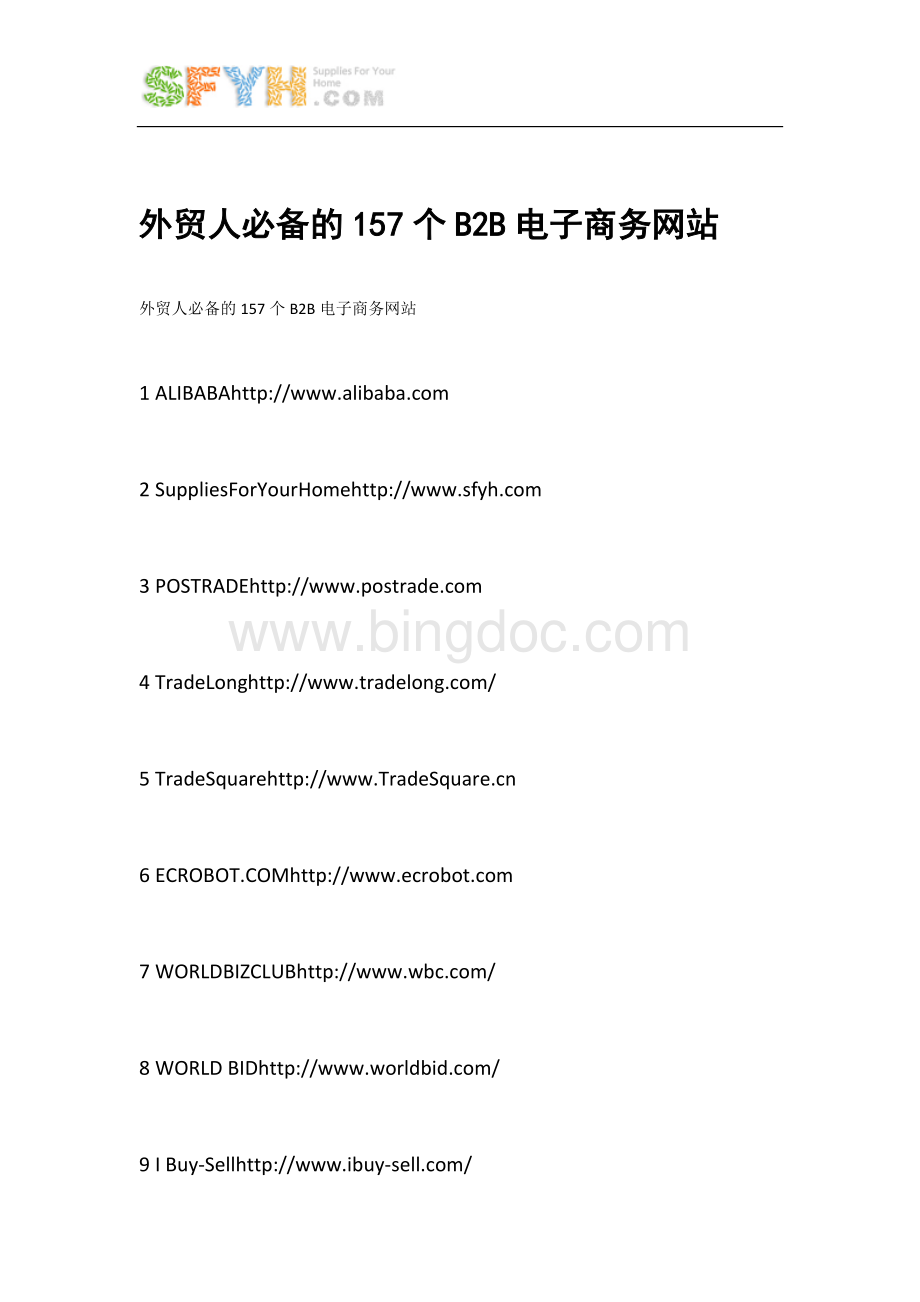 外贸人常用的150多个B2B电子商务网站种类.docx_第1页