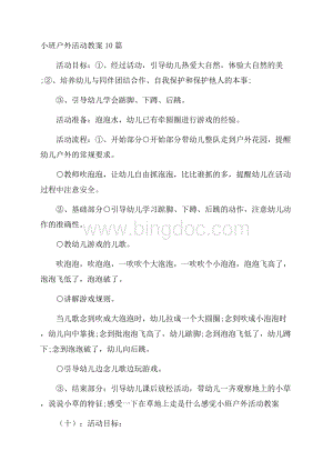 小班户外活动教案10篇Word格式.docx